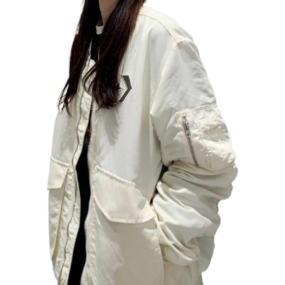 Converse SS22 Logo Loose Sports Retro Aviator Jacket Couple Style White Men's 10024169-A01
