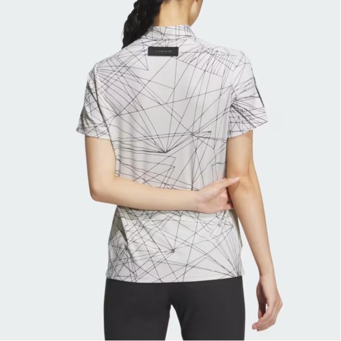 Adidas Aeroready Striped Pattern Printed Pullover Short Sleeve Polo Shirt Women tops White IN6572