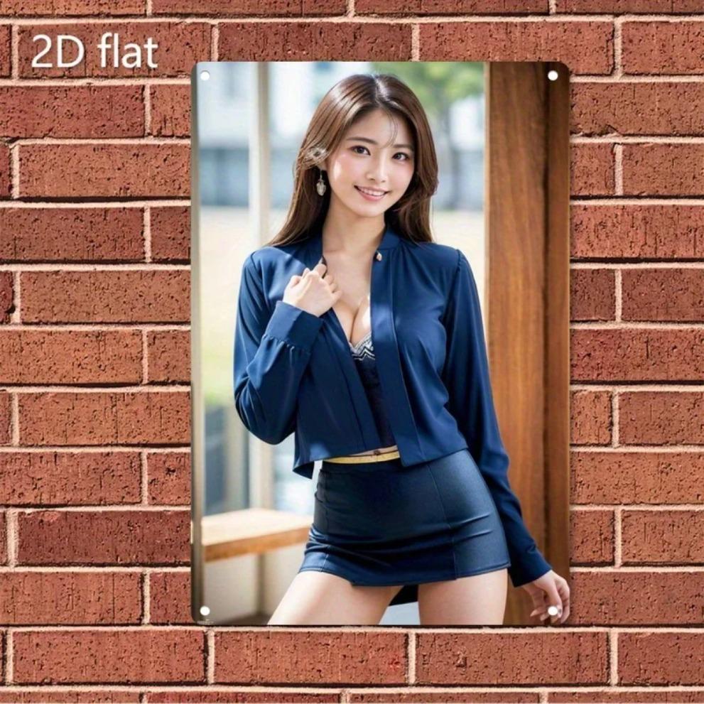 Korean Navy Blue Blouse Metal Wall ArtIron Modern Home DecorElegant Poster for Cafe Office