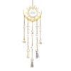 Sun Catcher with Crystals Drop Gold Chain Design Light Reflection Crystals  for Porches Garden Decoration