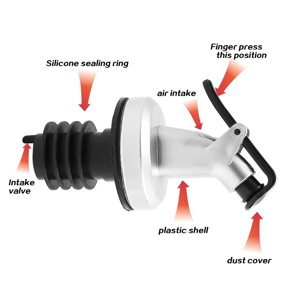 New Oil Bottle Stopper Rubber Lock Plug Seal Leak-proof Food Grade Plastic Nozzle Sprayer Liquor Dispenser Wine Pourer Barware