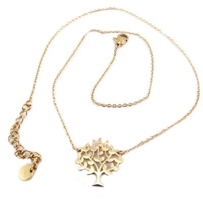 [P7897] - Rose Gold 'Tree of Life' Steel Designer Necklace - 15x15 Mm