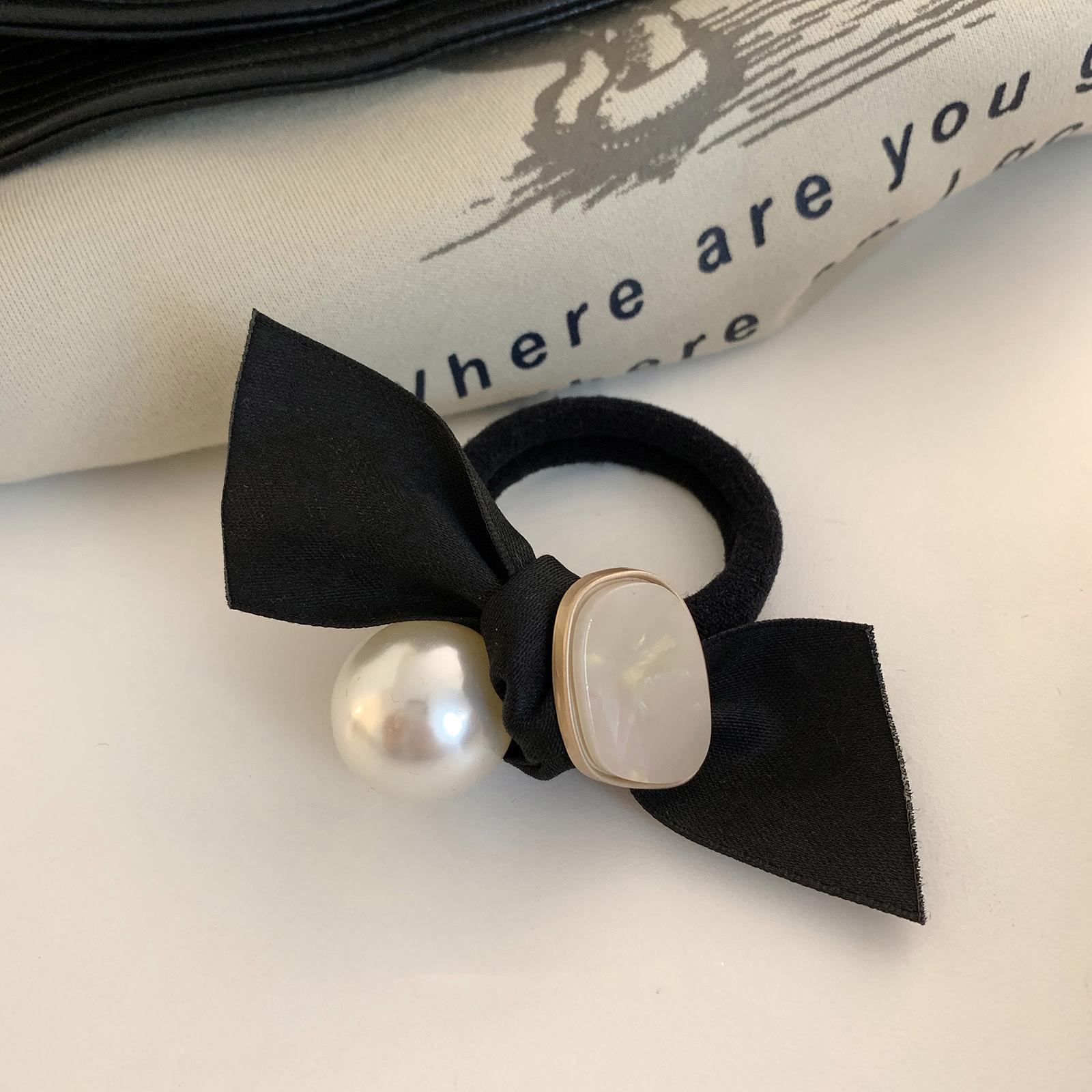 

2023 Жемчужное кольцо-бантик для волос: Элегантная повязка на голову и резинка для волос бежевый