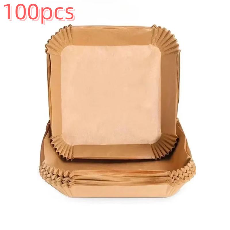 50~300pcs Air Fryer Grease Absorbent  For Household Baking Pans With Thickened Silicone Paper Pads