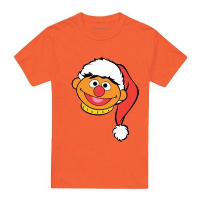 Sesame Street Unisex Adult Ernie Santa Hat Christmas T-Shirt