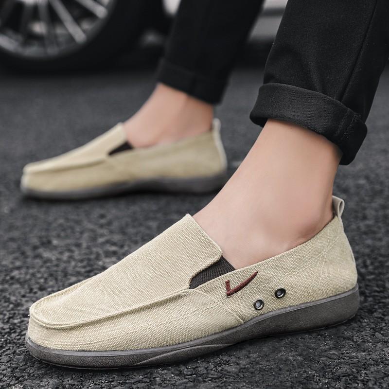 

Строго отобранные мужские туфли на мягкой подошве Doudou, новые парусиновые туфли Carlo Chi, на одном педале, корейская версия повседневной обуви 44 хаки