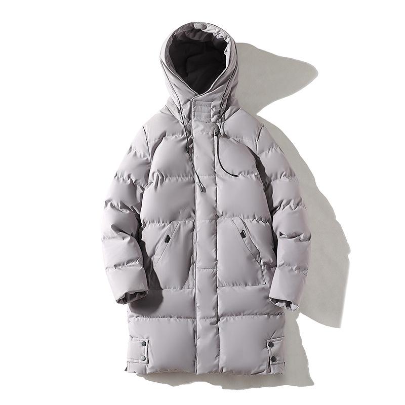 Men's Winter Hooded Mid-length Cotton-padded Jacket - Thick, Loose-fit Outerwear.