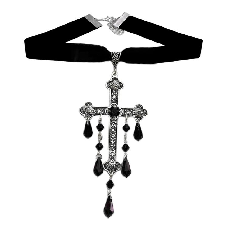 

Alternative Fashion Necklace Gothic Large Crosses Vampires Choker Symbolic Style 1