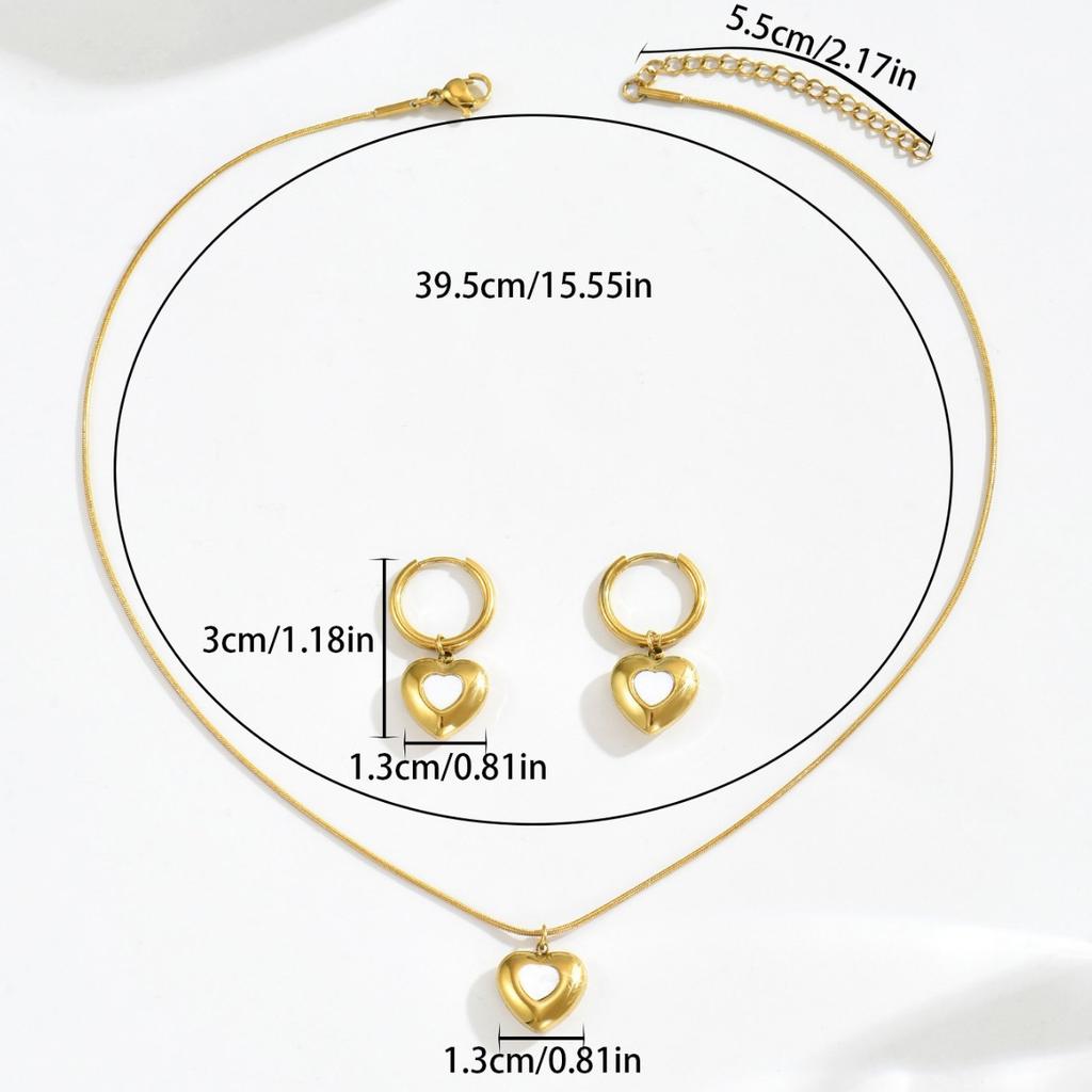 Wind Lady Earrings Necklace Set Niche Love 18k Electroplating Design Long Pendant Chain Women