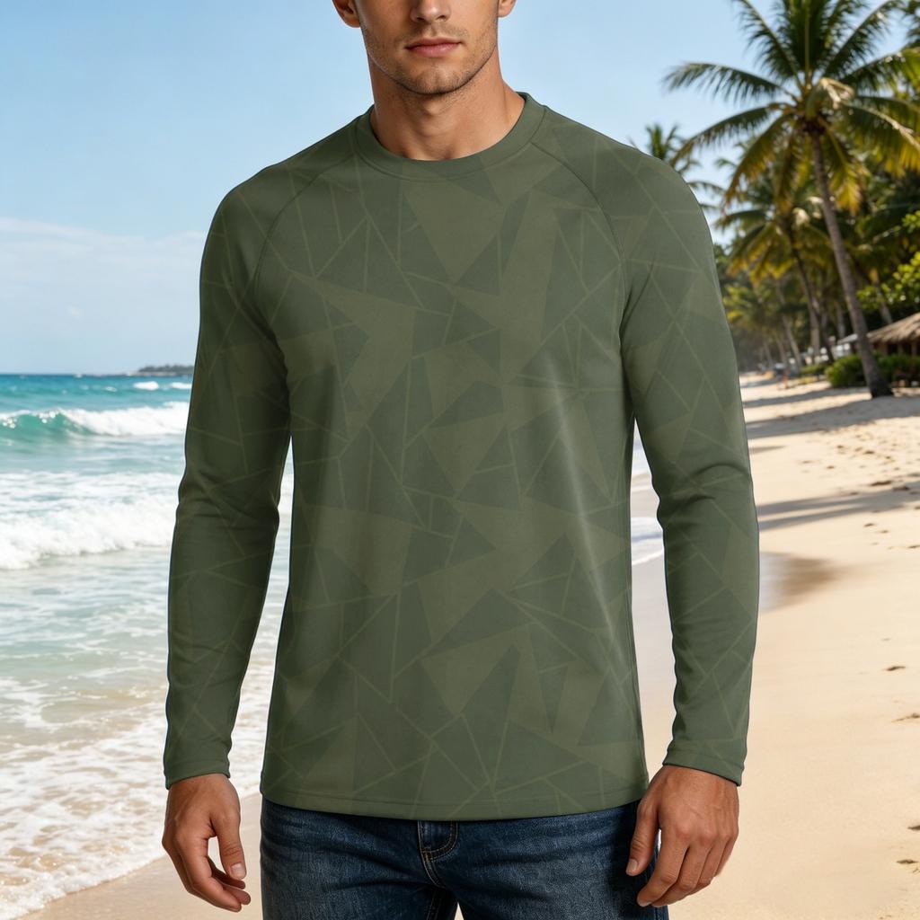 Men's UPF50+ Sun Protection Long Sleeve Shirt Stretch Outdoor Sports Performance Top Lightweight Breathable Fabric