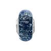 798938C00 Wavy Dark Ocean Blue Murano Glass Silver Charm