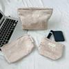 Vintage Makeup Bag Dark Red Floral Jacquard Fabric Cosmetic Pouch Women's Zip Square Clutch Handbag for Toiletries Storage