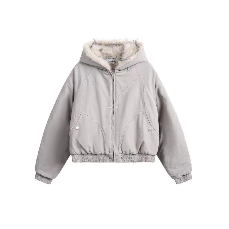 Couple Winter Short Warm Jacket Thickened Hooded Coat with Soft Fur Collar Comfortable