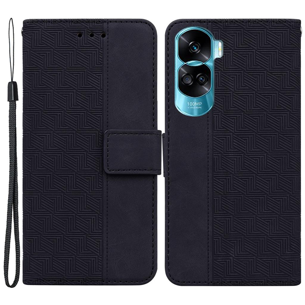 Flip Leather Wallet Case for Honor 90 Lite 5G/X50i 5G,Geometry Imprinted Stand Phone Cover