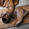 Fashion Vintage Men Shoe New Autumn Winter Boots High Quality Men's Leather Boots Lace-up Side Zipper Men's Ankle Boots Large Size 39 48