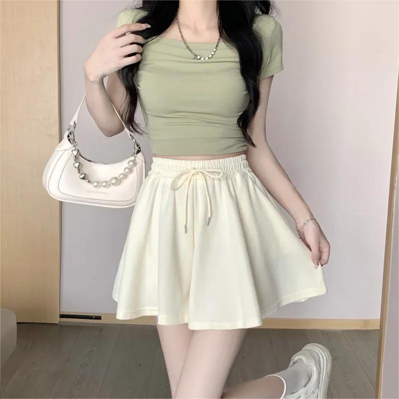 

Плиссированные шорты-балетные с высокой талией для женщин - 2025 лето А-силуэт, облегающий крой XS (60-79 lbs)