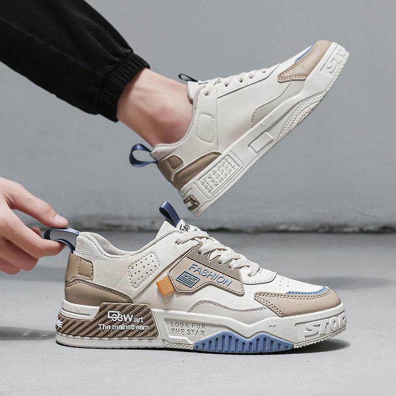 Fashion Spring New Leather Casual Shoes Man Flat Sneakers Breathable Anti-odor Air-cushion Running Shoe Graffiti Skateboard Shoe