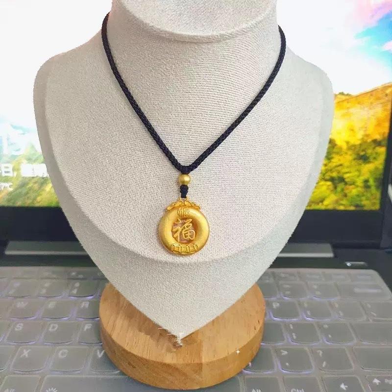 Popular fat Fu new small fat Fu hanging black rope necklace Fu character ingot girlfriend gift Chinese style