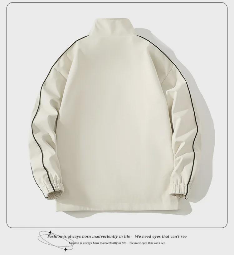 Men's Trendy Waterproof Stand Collar Jacket - Versatile Two-Piece Casual Sports Suit for Spring & Autumn, Teen/Adult, Unisex.