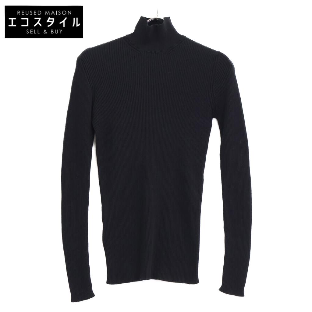 Prada 2011 DNA945 S221 Black Cotton Turtleneck Ribbed Knit Top Tops 40 blackUsed