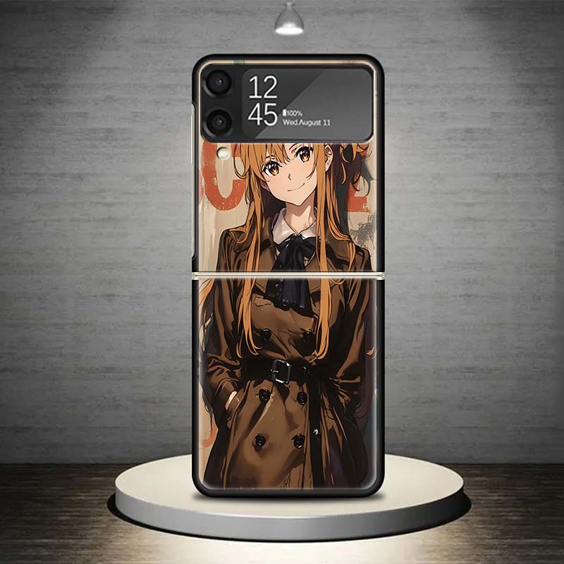 Anime Sword Art Online SAO Phone Case For Samsung Galaxy Z Flip 7 6 5 4 3 5G Shockproof Cover Z Flip7 Flip6 ZFlip5 Flip3 Flip4 L