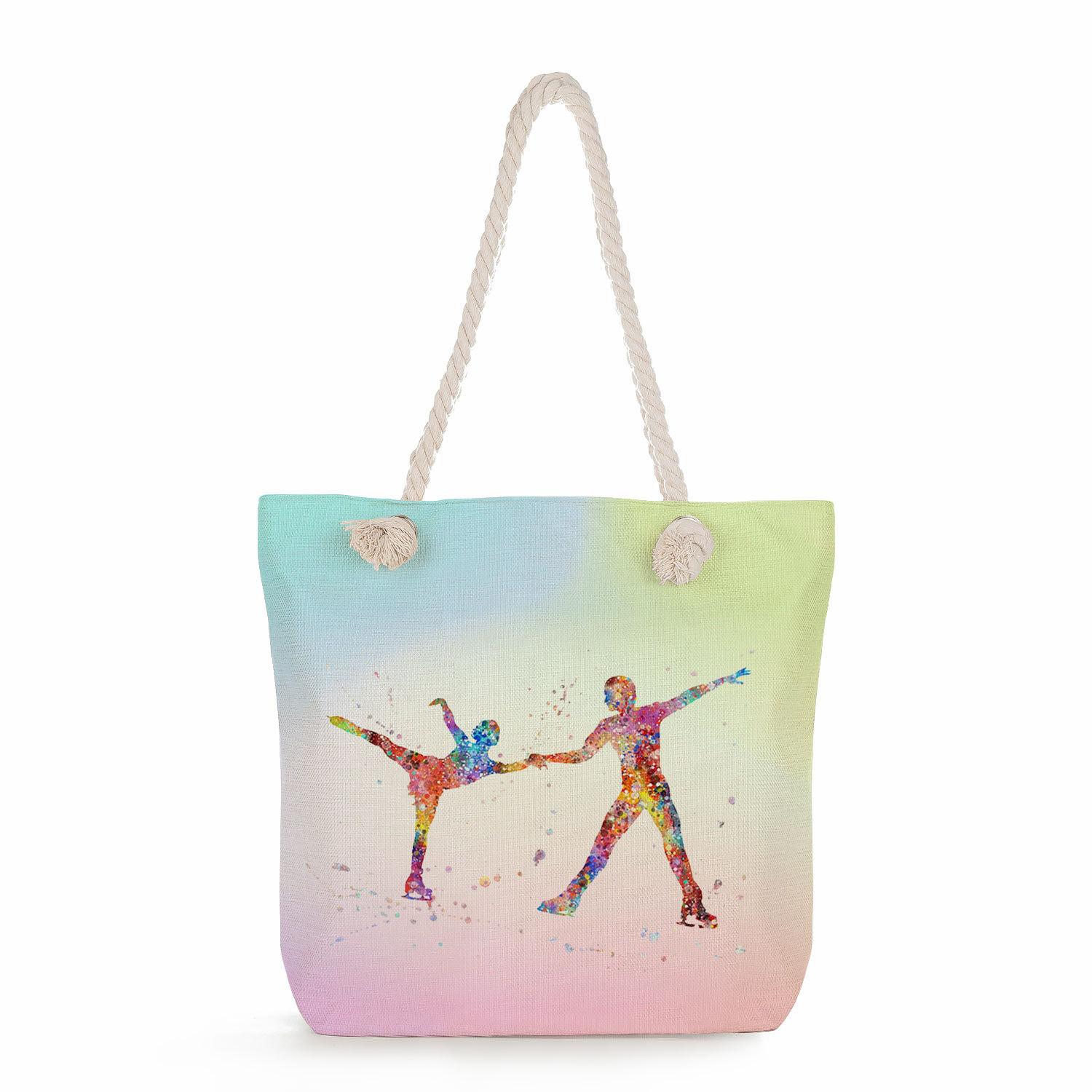 

Ice skates print thick rope single-shoulder beach bag 7316 KTB