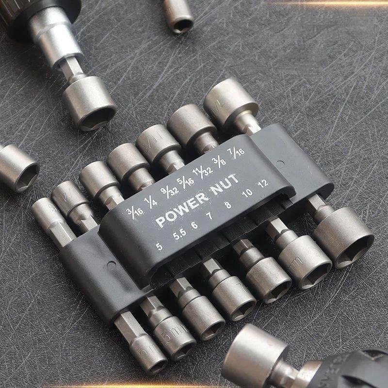 9/14PCS Socket Inner Hexagonal Wrench Hexagonal Handle Screwdriver Socket Extension Rod Pneumatic Screwdriver Insert Tool Set