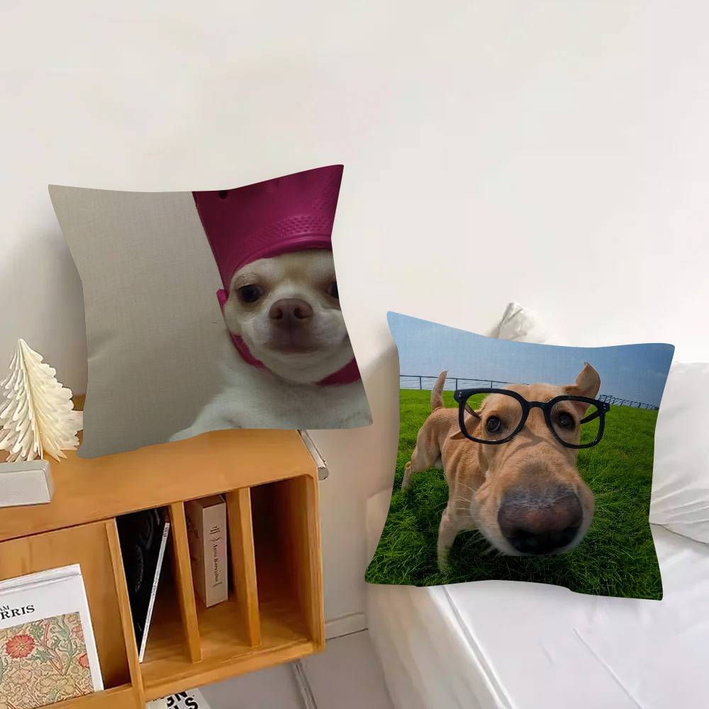 Cute Dog Funny Meme   Pillow Cushion Cover Pillowcase Living Room Sofa Home Decor Customized