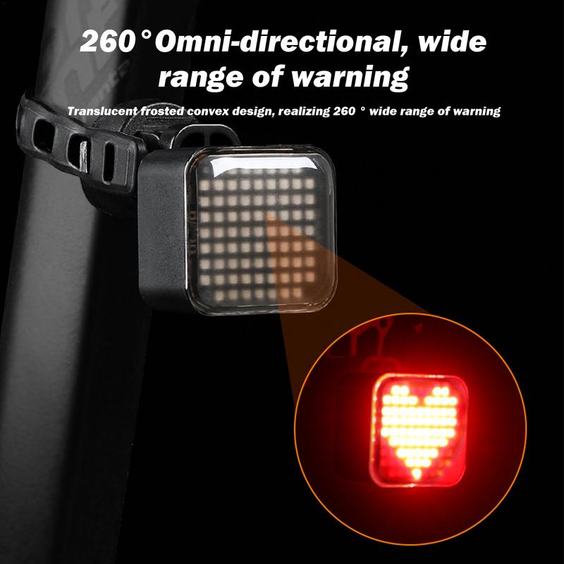 Fahrradrücklicht Rotes Fahrradlicht für Nachtfahrten Ebike-Rücklicht Intelligentes Fahrradrücklicht Ipx6 wasserdicht USB-Aufladung 8