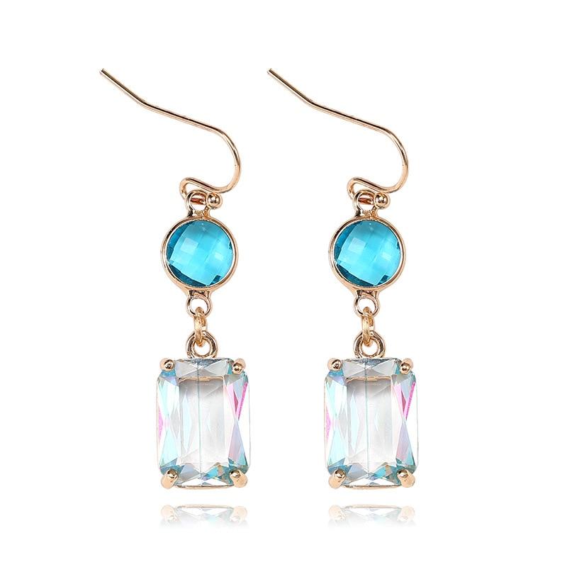 

Pinkdudu модные 5 цветов квадратные стеклянные серьги-подвески с подвеской романтические роскошные простые геометрические серьги для женщин ювелирные изделия PD1202 синий