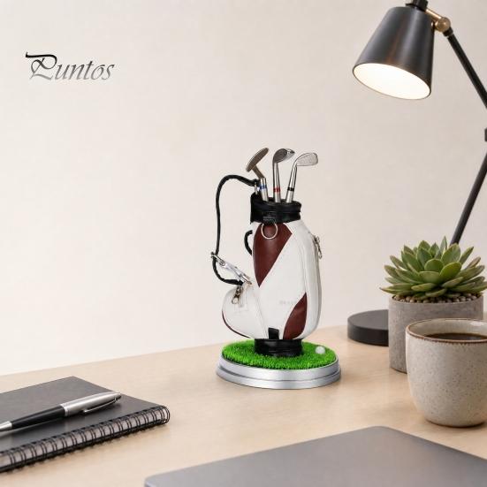 Boss Desk Organizer Golf Pen Holder Set, Mini Bag with 3 Putter Club Pens, Novelty Office Decor for Men, Business Gift Themed