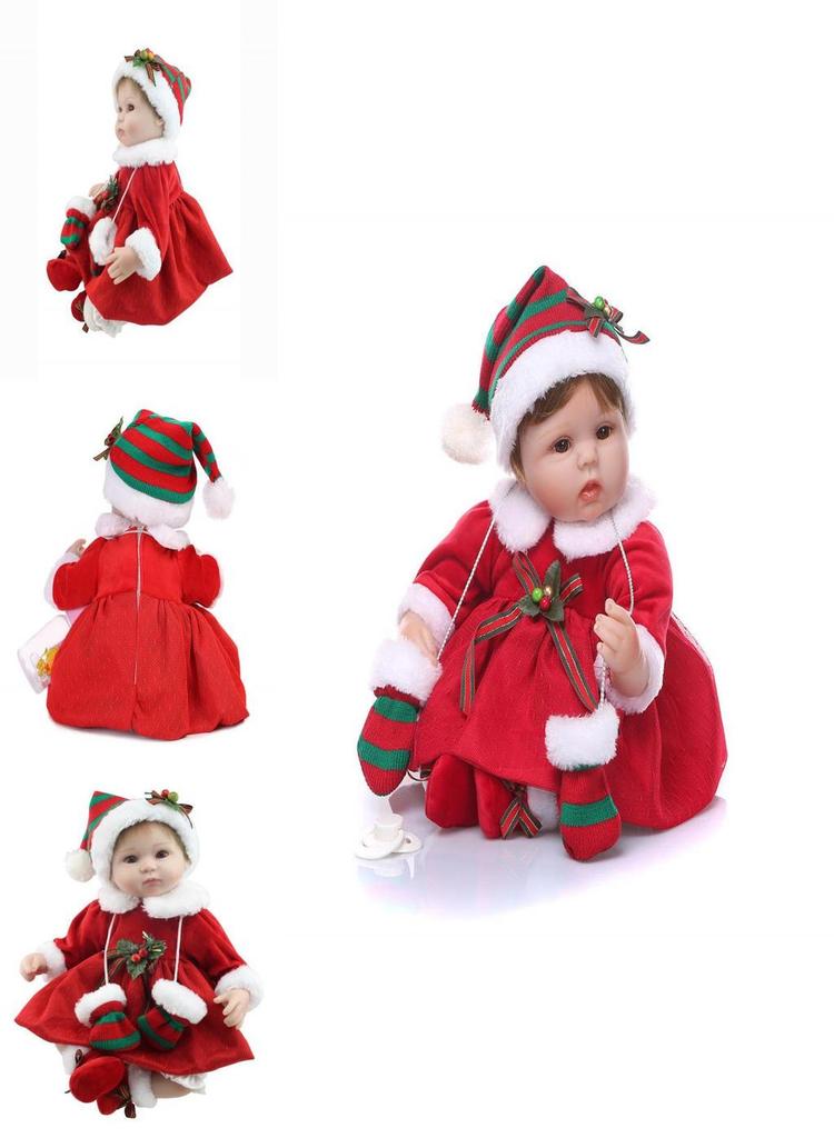 Charming Vinyl Silicone 16'' Lifelike Reborn Doll Baby With Festive Christmas Outfit