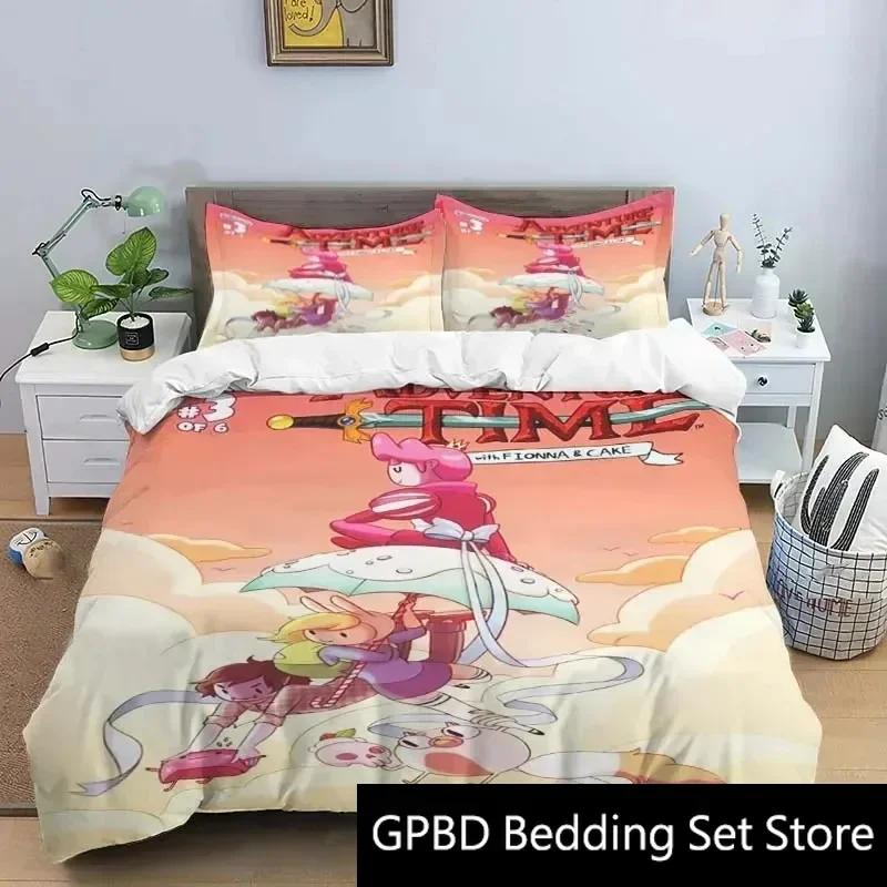 3D Print Cartoon Adventure Time Bedding Set Double Twin King Duvet Cover Comforter Pillowcase Boys Girls Adults Bedroom
