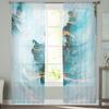Youth Bedroom Sheer Curtains Abstract Blue Marble Texture Kitchen Study Curtains Living Room Holiday Decor Tulle Curtains