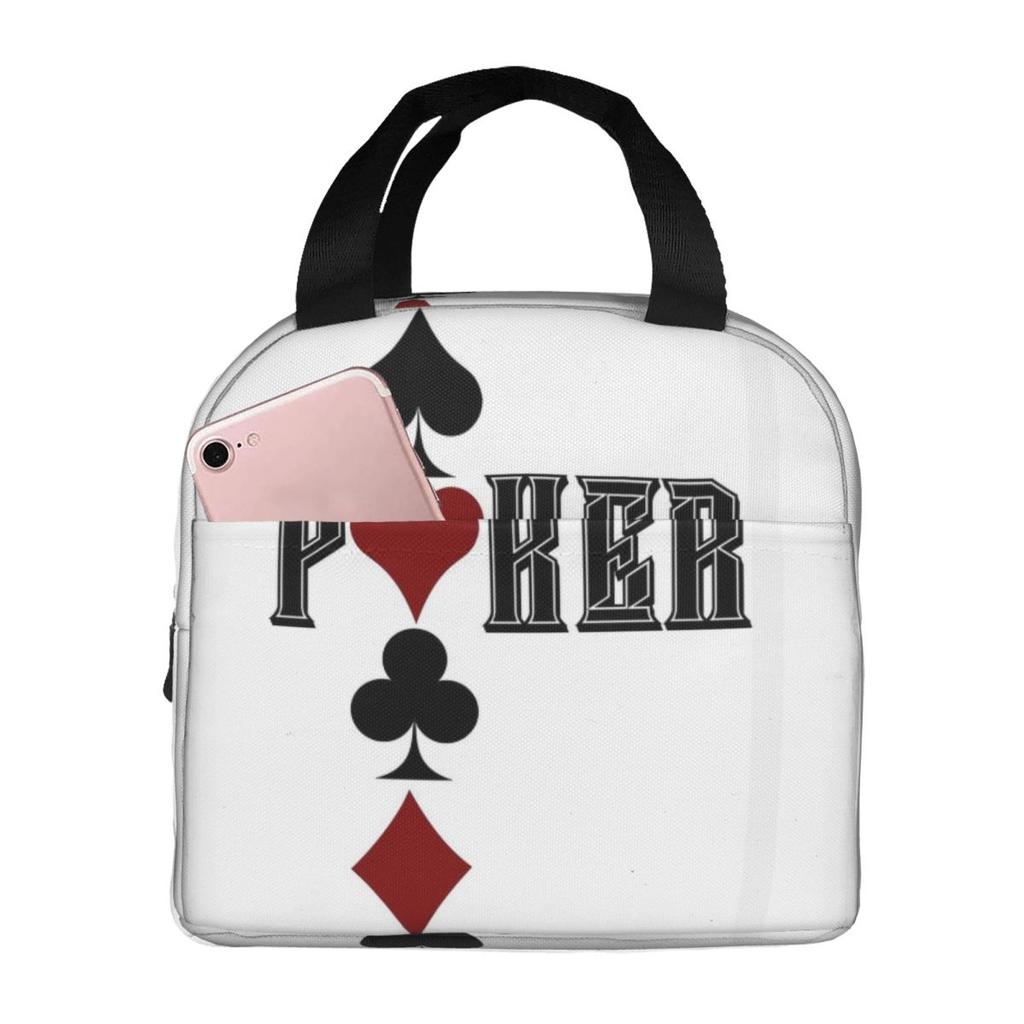 Poker Game Cards Insulated Lunch Bag for Women Kids Portable Food Boxes Thermal Lunch Box Tote