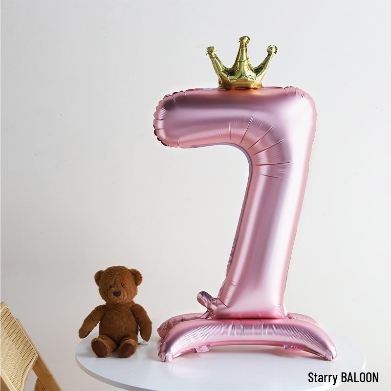 Pink Crown Number Balloon Decorations for Girl's First Birthday