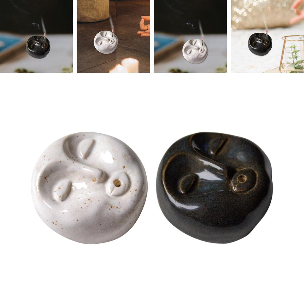 Incense Holder Face Shape Incense Burner 5x3cm Resin Ornament Incense Fragrance Stand for Yoga Studio Accessory Cute Modern