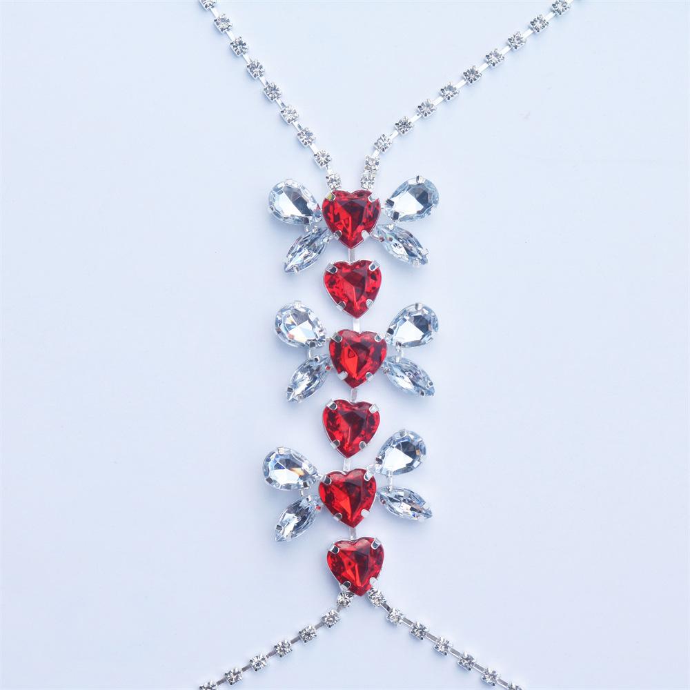 Fashion Accessories, Simple Heart-Shaped Rhinestone Chest Chain, Sexy Luxury Waist Chain Accessories For Nightclub Parties