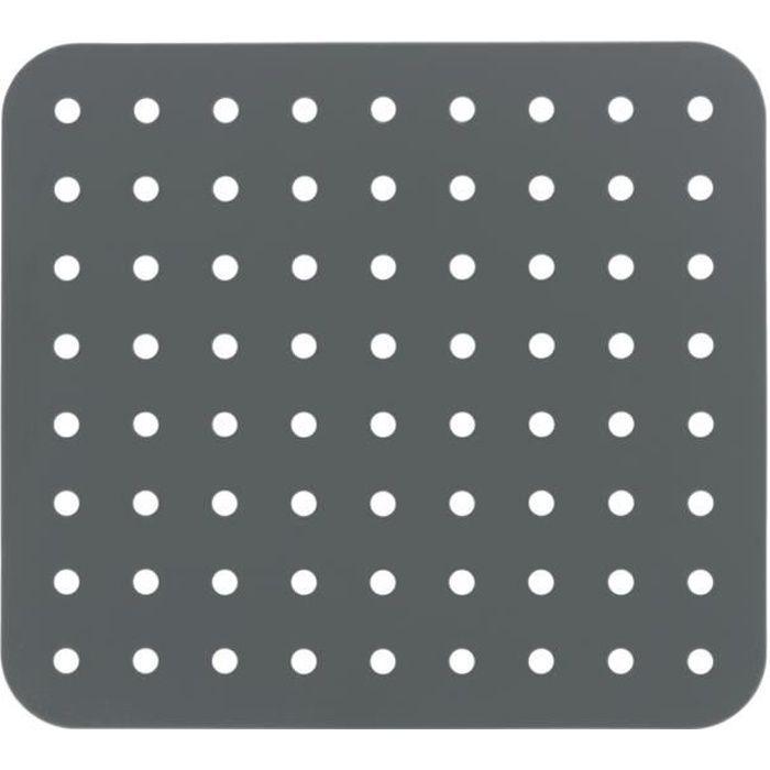 Wenko fond d'évier cristal, tapis d'évier de protection contre les rayures, protection vaisselle, plastique, 27,5 x 31 cm, gris