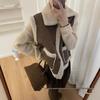Women's Faux Suede Lambswool Vest 2024 Autumn/Winter Casual Black Leather & Fur Short Coat