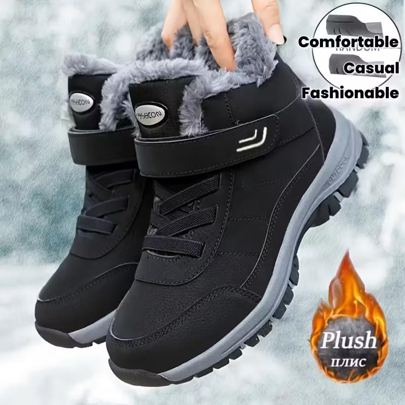 Winter Fleece Men's Shoes, High-top Outdoor Thick-soled Casual Sports Shoes, Winter Warm Men's Cotton Shoes, New Snow Boots