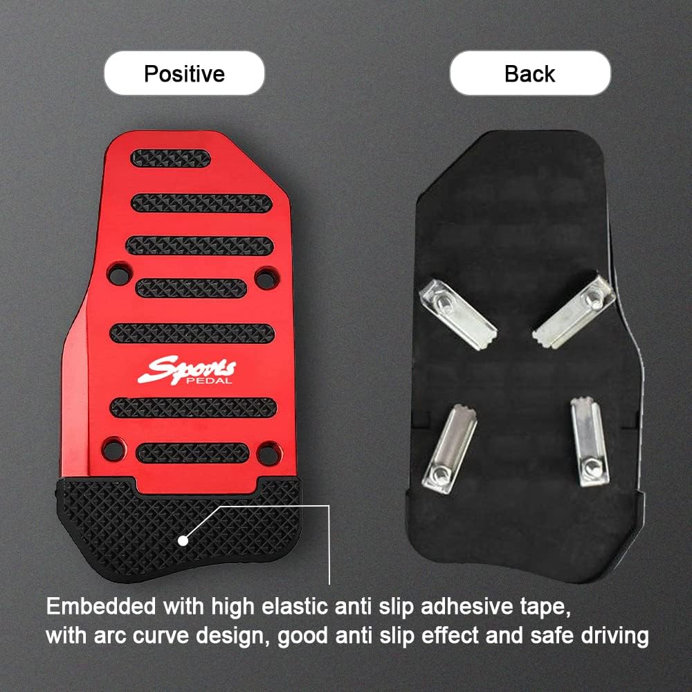 3PCS Car Non-Slip Aluminum Alloy Pedal Pads, Manual Transmission Brake Pedal Covers, Sports Gas Fuel Petrol Clutch Foot Pedals, Anti-Rubbing Car