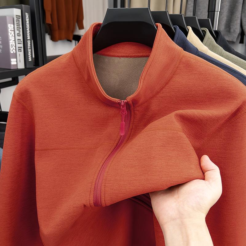 2025 Men s Winter Fleece Jacket: Velvet-Lined, Thickened Stand Collar with Zipper XXL