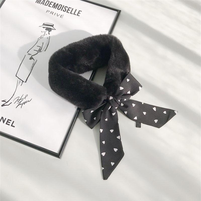 Women Fake Collar Tie Winter Faux Fur Woman False Collar Girls Detachable Fur Collar Ribbon Warm Scarfs for Ladies Neckerchiefs