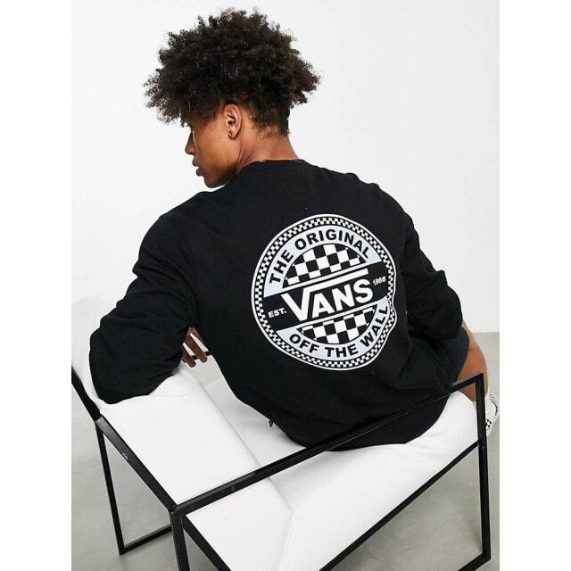 

Черный свитшот с принтом в шахматную клетку на спине Vans