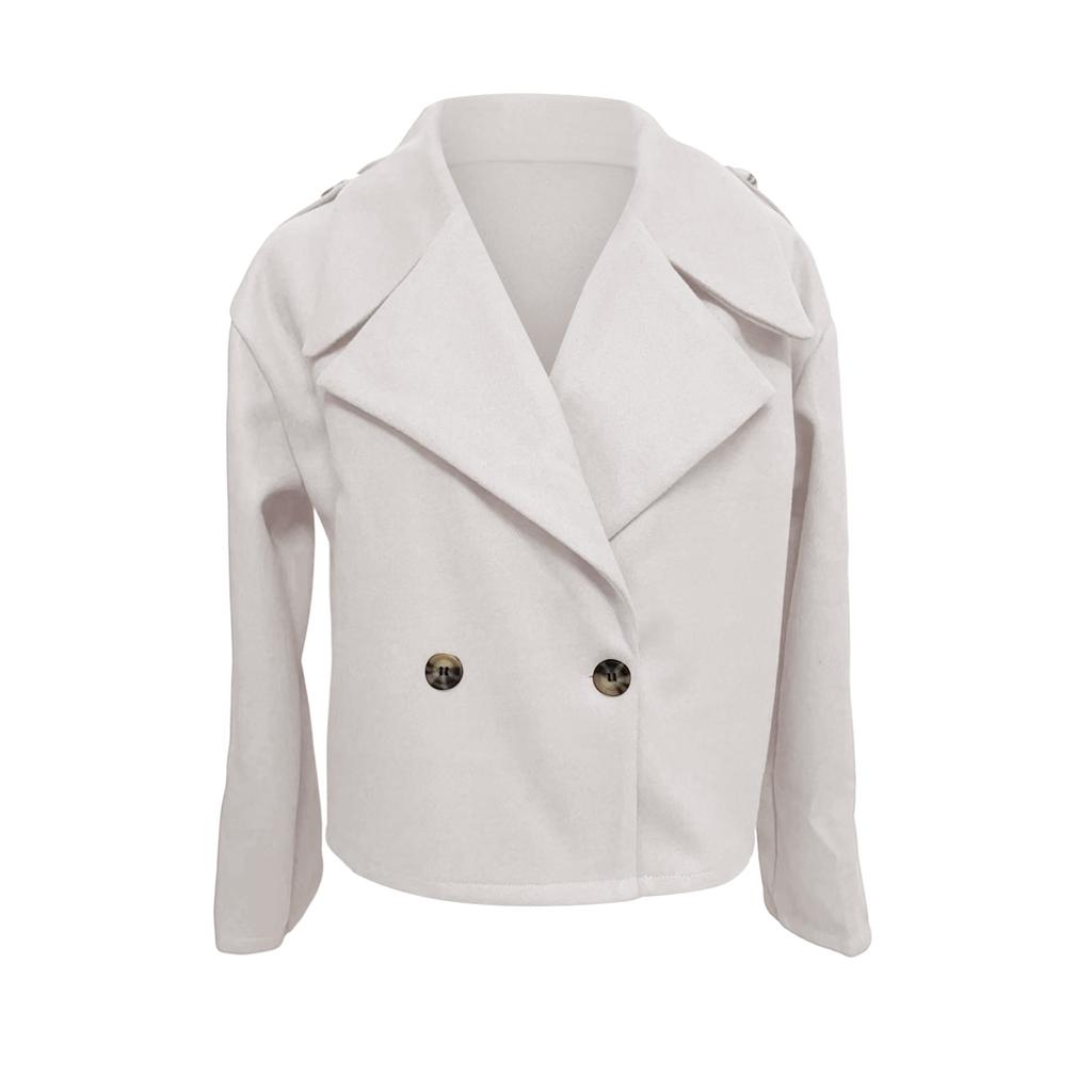 Women's Fashionable, Elegant, Solid-color, Long-sleeved, Short Woolen Coat With A Turned-up Collar
