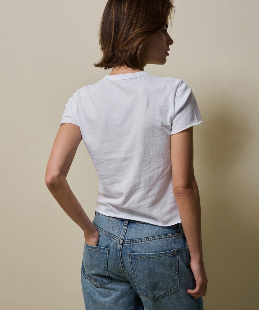 SHINE ON YOU Cotton Jersey Roll Edge T-Shirt _ Pure White