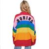 Women's Sweater Autumn Winter New Letter Loose Plus Size Knitted Cardigan Rainbow Women's Clothing