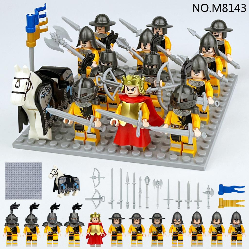 MOC Medieval Knight Legion King Warhorse Minifigures Building Blocks Toys
