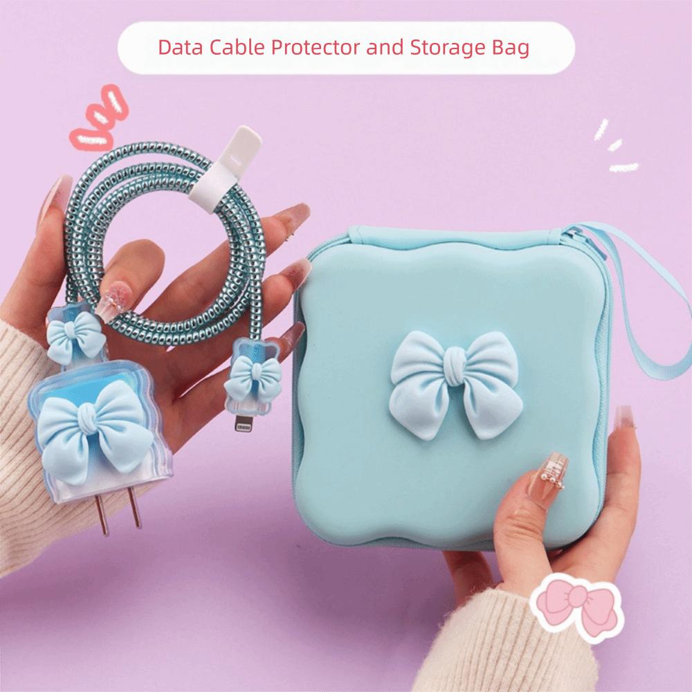 3D Bow Data Cable Pack Protection Sleeve Charger Cord Protector Cord Winder Kit  Charger Cable